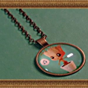 Antique Baby Groot Inspired Design Necklace